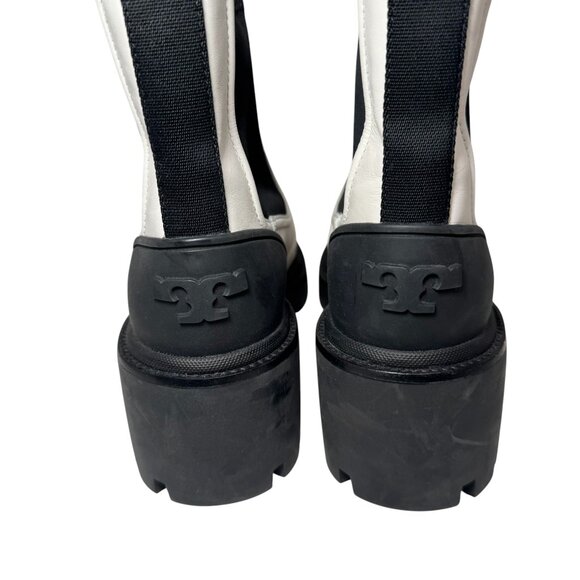 $458 Tory Burch Chelsea LUG-SOLE Logo Heel Chelsea Boots Leather Size 8.5 New - Picture 4 of 6